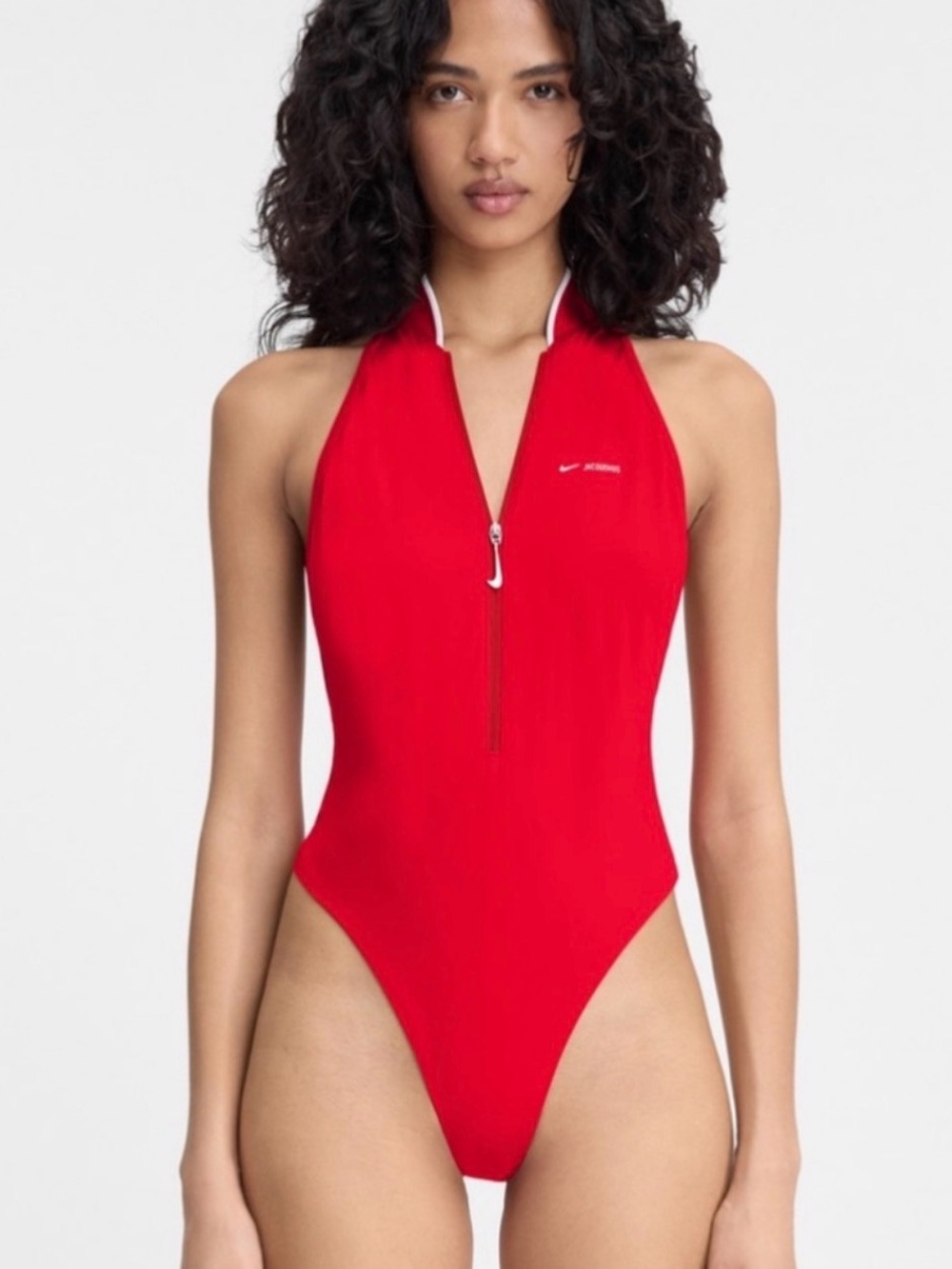 Nike Jacquemus Red One-Piece Swim Suit with White Accents